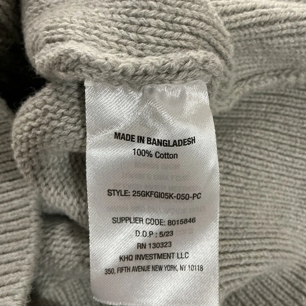 GAP Kids Boys 8 Chunky Cable Knit‎ Fisherman Mock Neck Button Up Sweater Gray